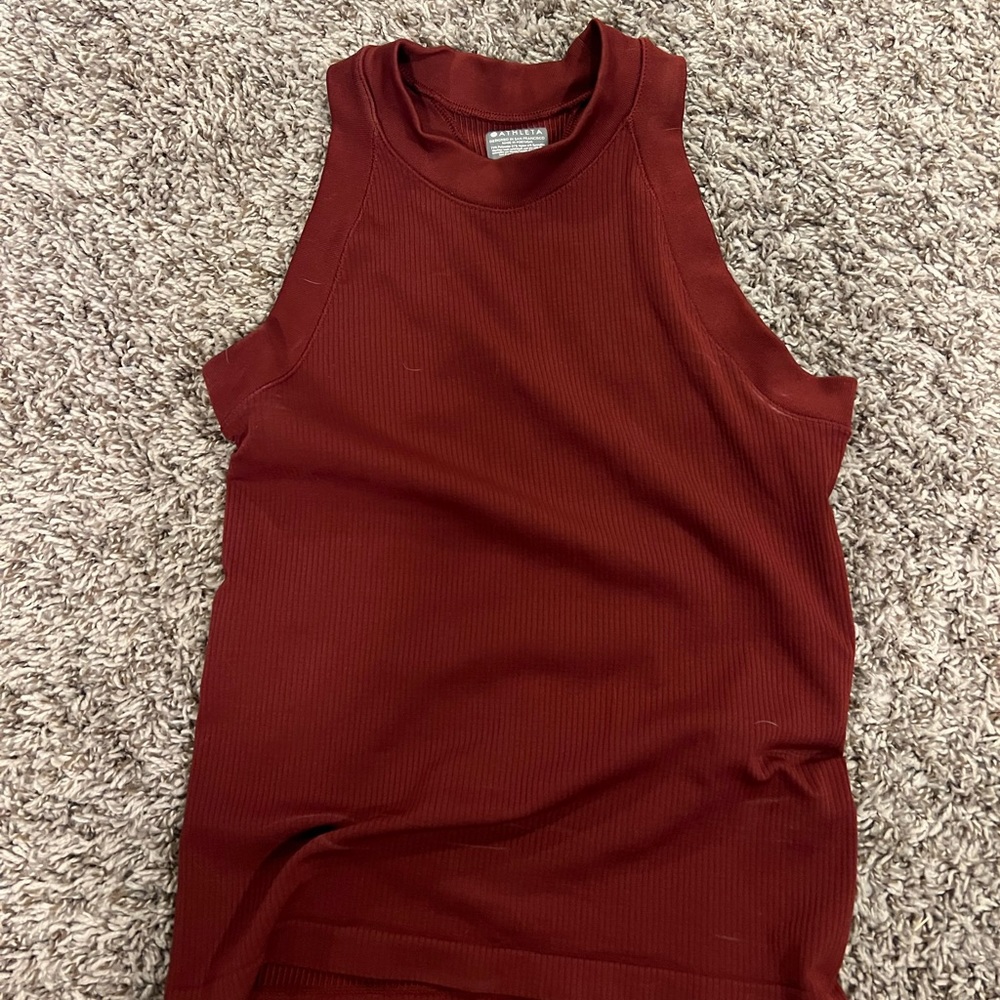 Athleta Seamless Ribbed Racerback Tank in Burgundy